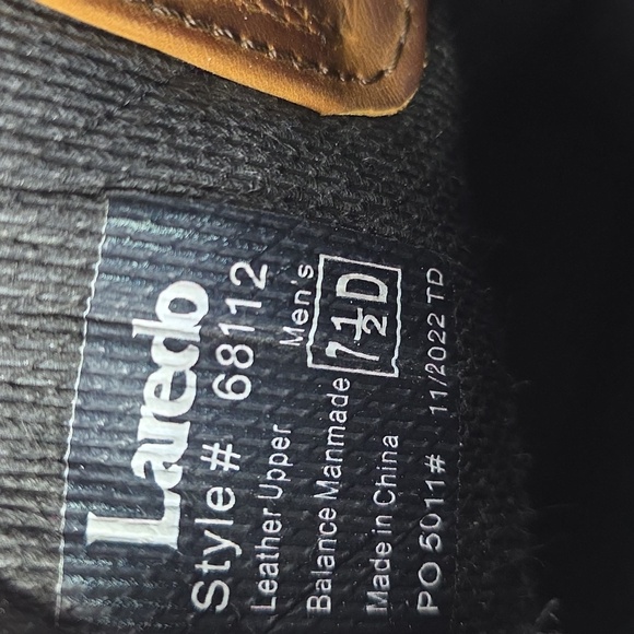 Laredo Mens(7.5D)Leather Waterproof Western Style Pull On Work Boots-Tan Distre - Picture 7 of 13